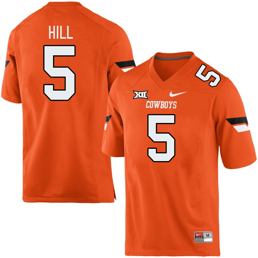 Oklahoma State Cowboys #5 Justice Hill College Football Jerseys Stitched Sale-Retro Orange